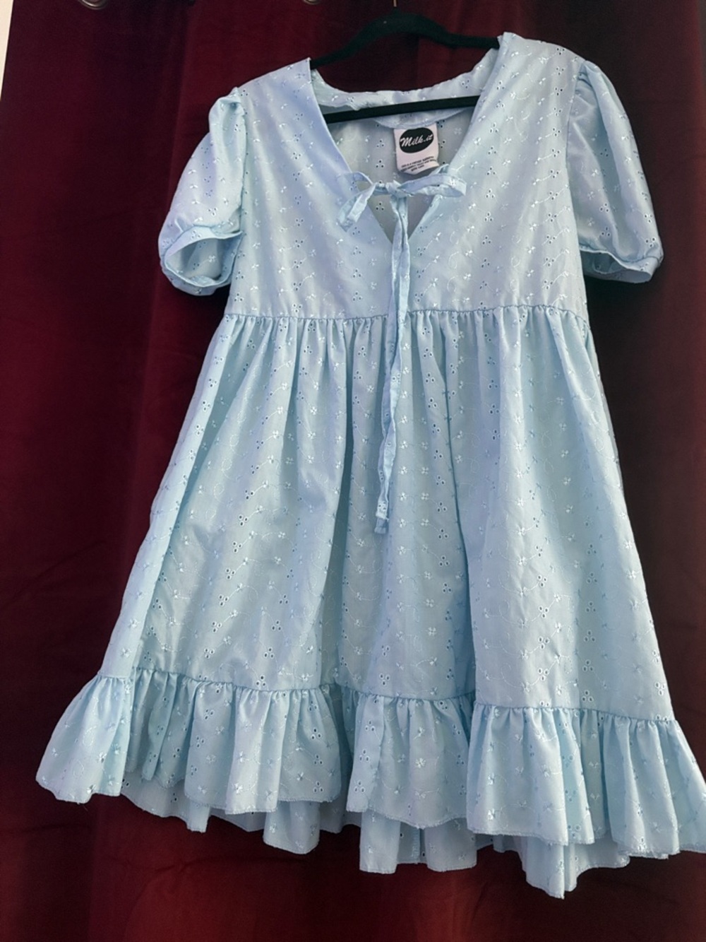 Milk.it - Vintage Light Blue Eyelet Babydoll Dress